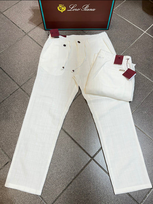Παντελόνι Linen Loro Piana Λευκό