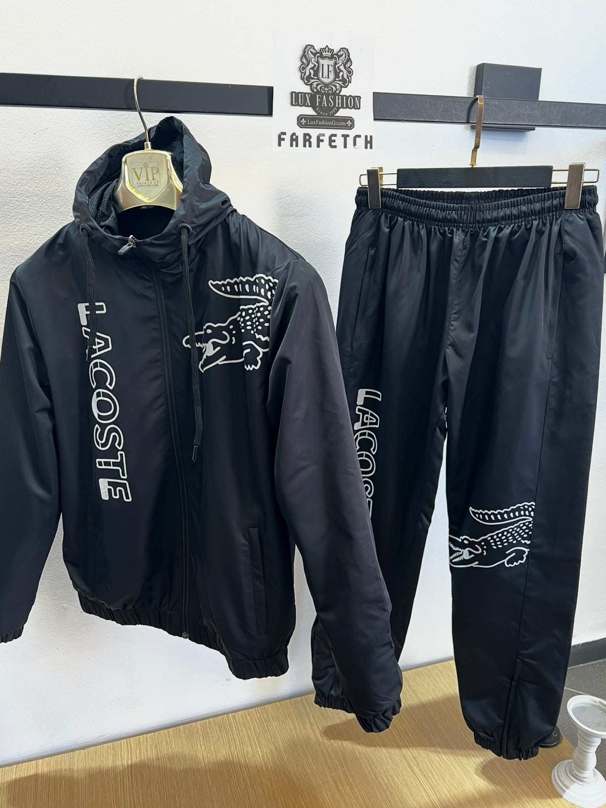 WindProof Lacoste Tracksuit Σετ Μαύρο