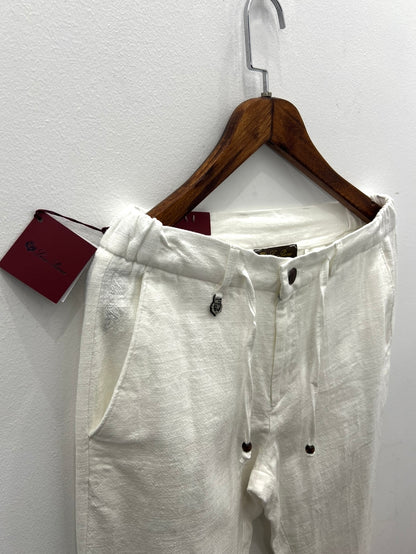 Παντελόνι Linen Loro Piana Λευκό