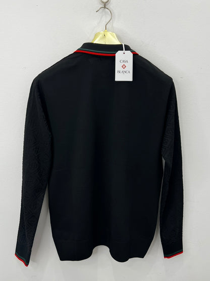 3A Polo Μπλούζα Casa Blanca Μαύρη Longsleeve