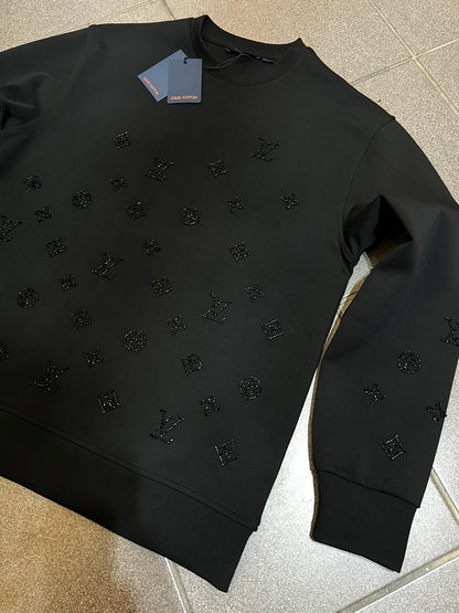 Longsleeve Μπλούζα 3A L.Vuitton Rhinestone Μαύρη