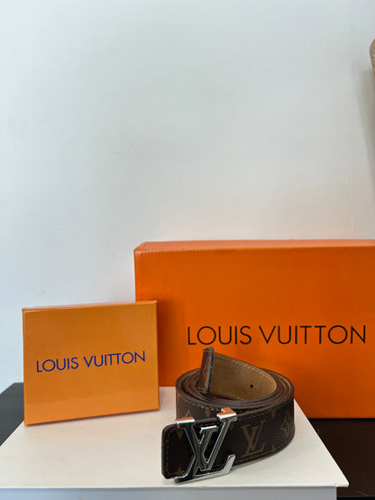 Ζώνη Δερμάτινη LV Καφέ/Ασημί