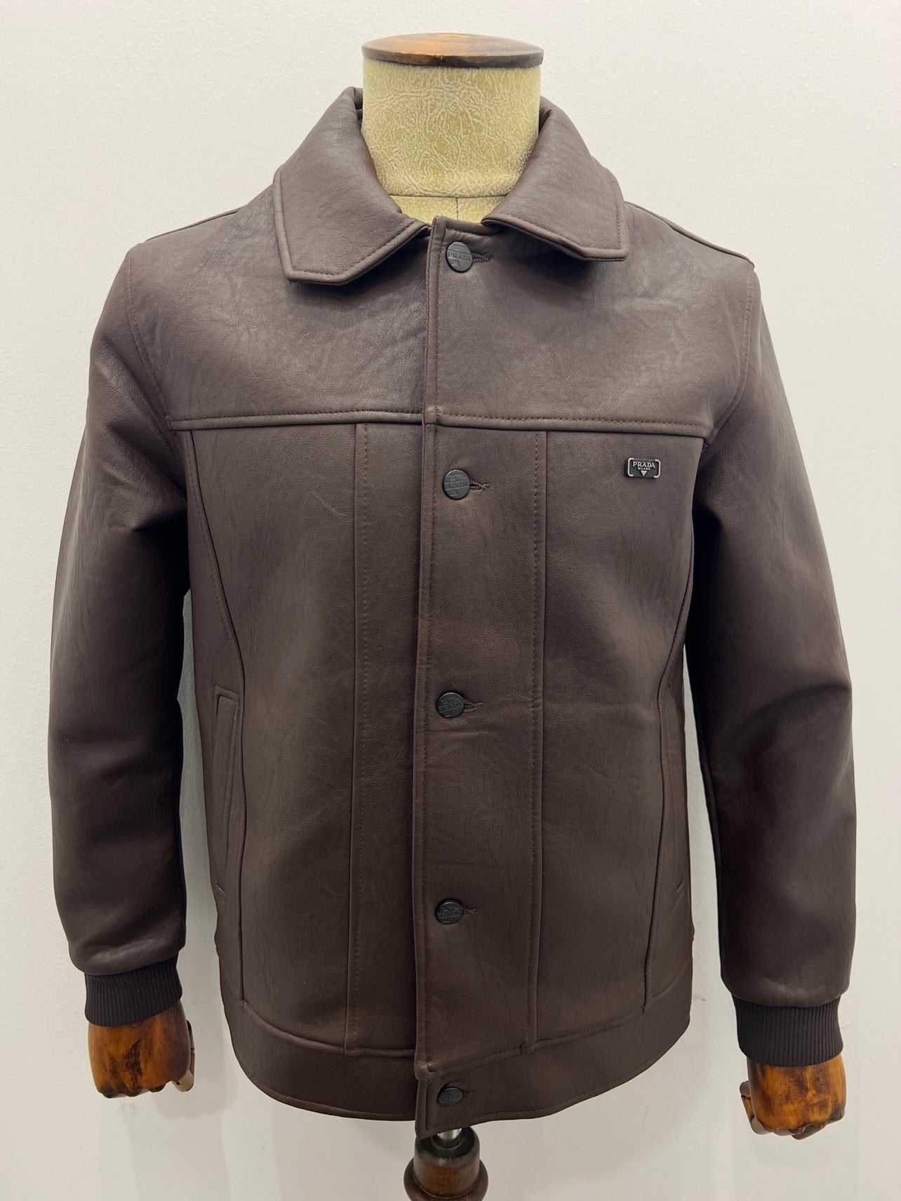 Leather Jacket Καφέ Prada