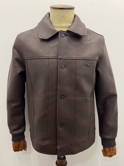 Leather Jacket Καφέ Prada