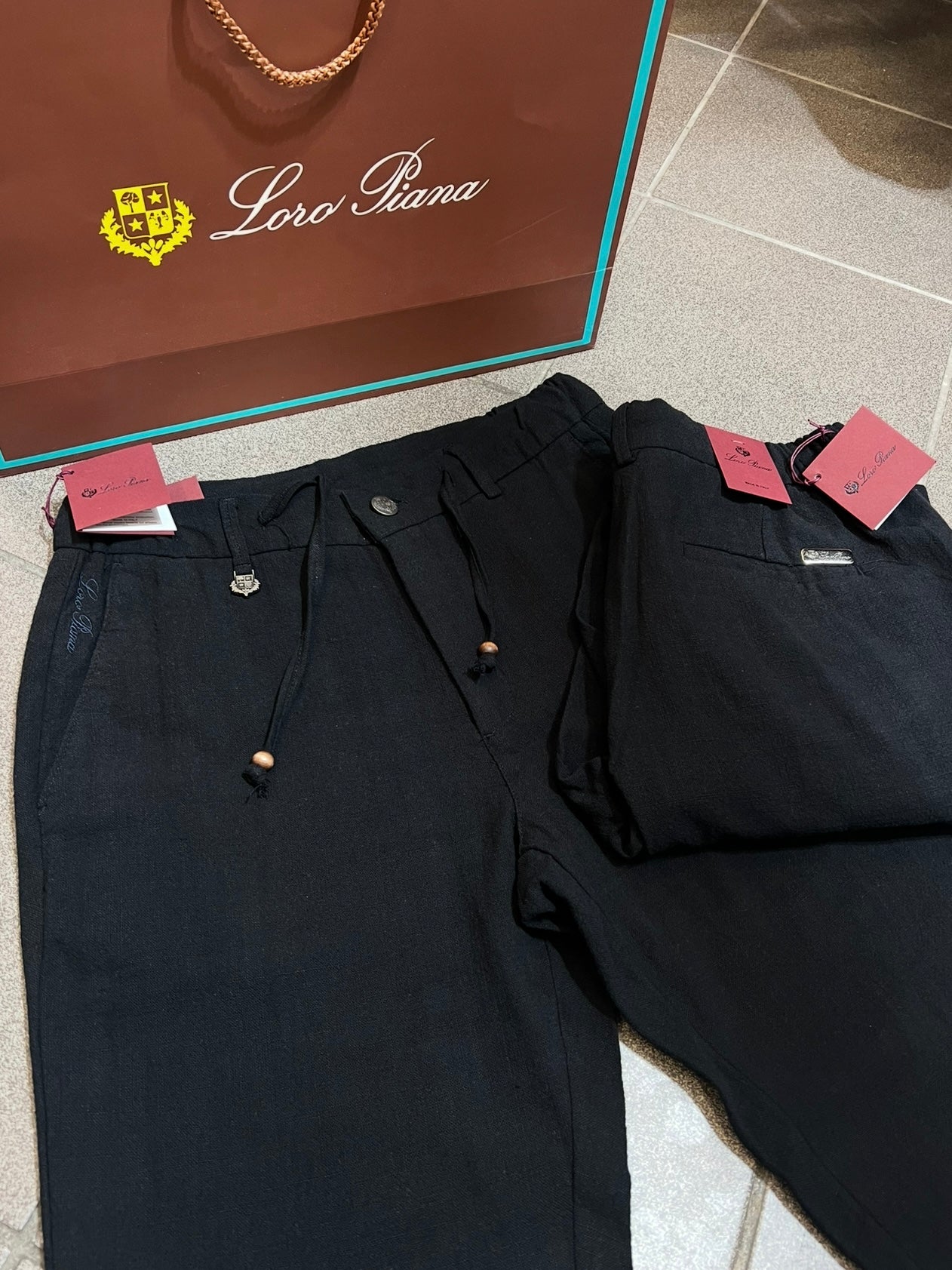 Παντελόνι Linen Loro Piana Μπλέ