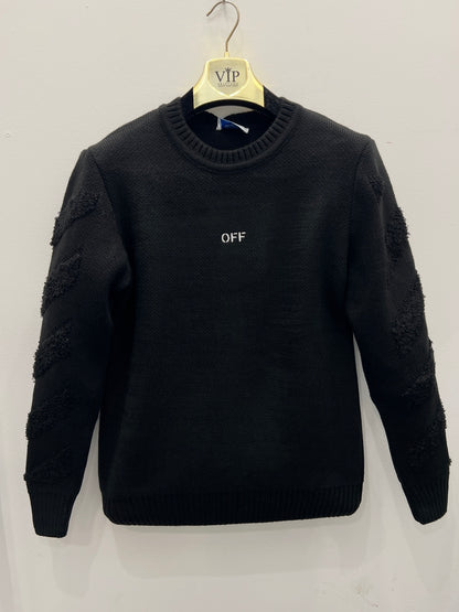 Sweater Πλεκτό Off White Μαύρο 3Α