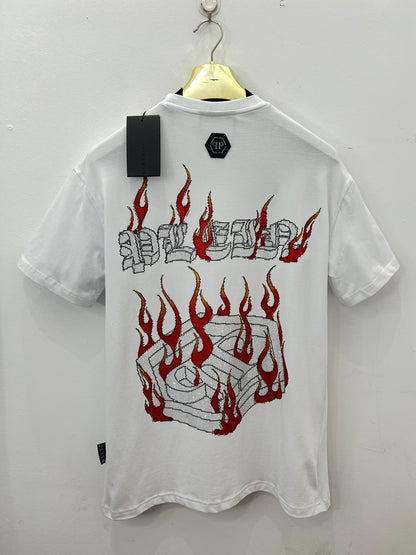 T-Shirt Rhinestone 3Α Philip Plein HexaGon Άσπρο
