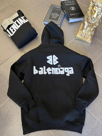 Hoodie Μαύρο Balenciaga OverSize Φούτερ