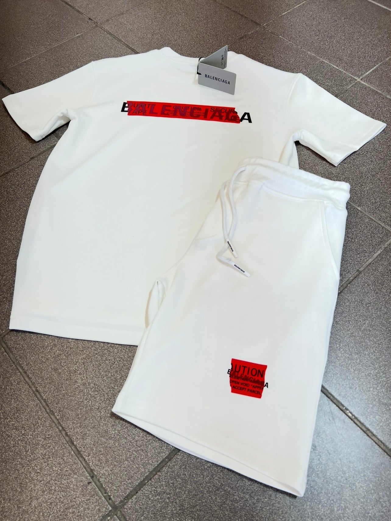 Summer Σετ 3Α Balenciaga Άσπρο/Κόκκινο