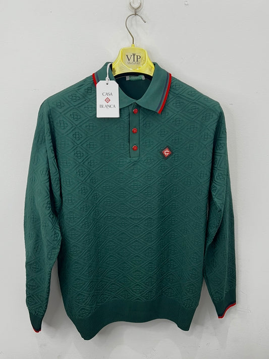 3A Polo Μπλούζα Casa Blanca Λαδί Longsleeve