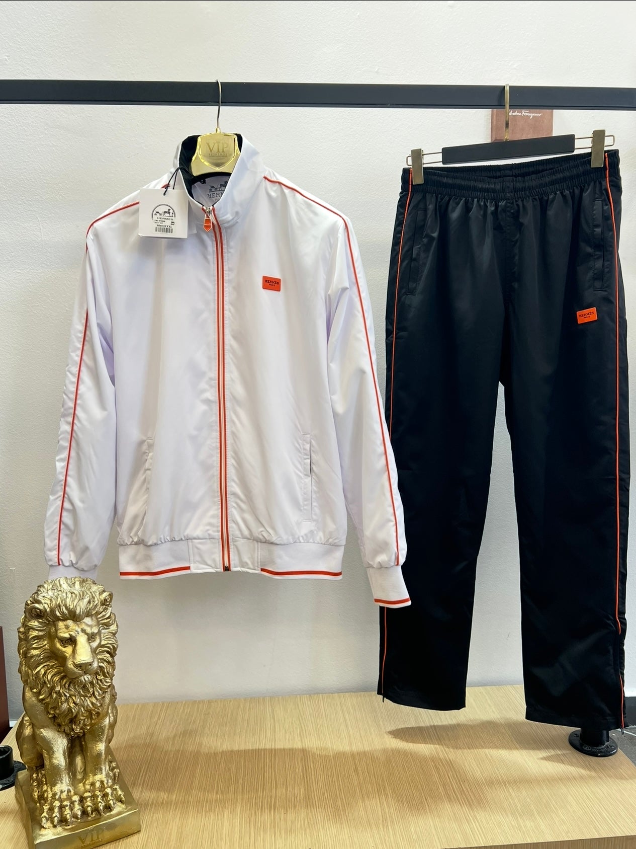 Σετ Hermes Tracksuit Λευκό/Μαύρο WindProof