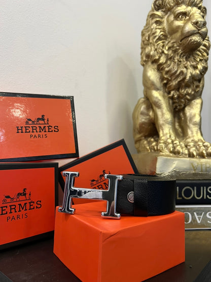 Ζώνη Δερμάτινη Hermes Black/Silver