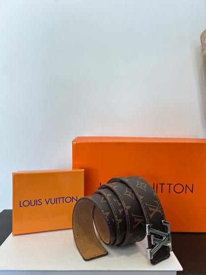 Ζώνη Δερμάτινη LV Καφέ/Ασημί