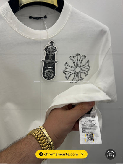 3A T-Shirt Chrome Hearts Rhinestone OverFit Άσπρη