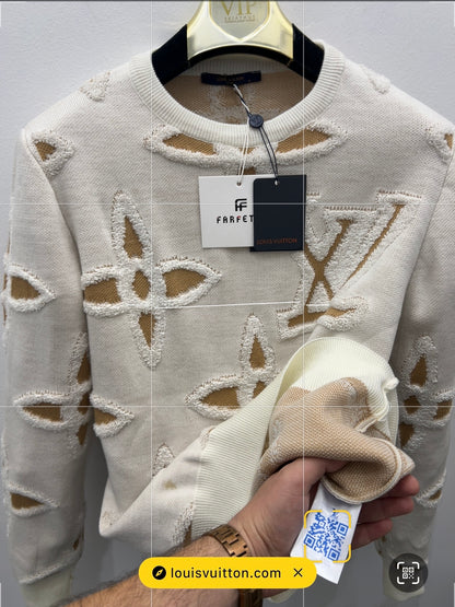 Sweater Πλεκτό LV Μπέζ/Άσπρο