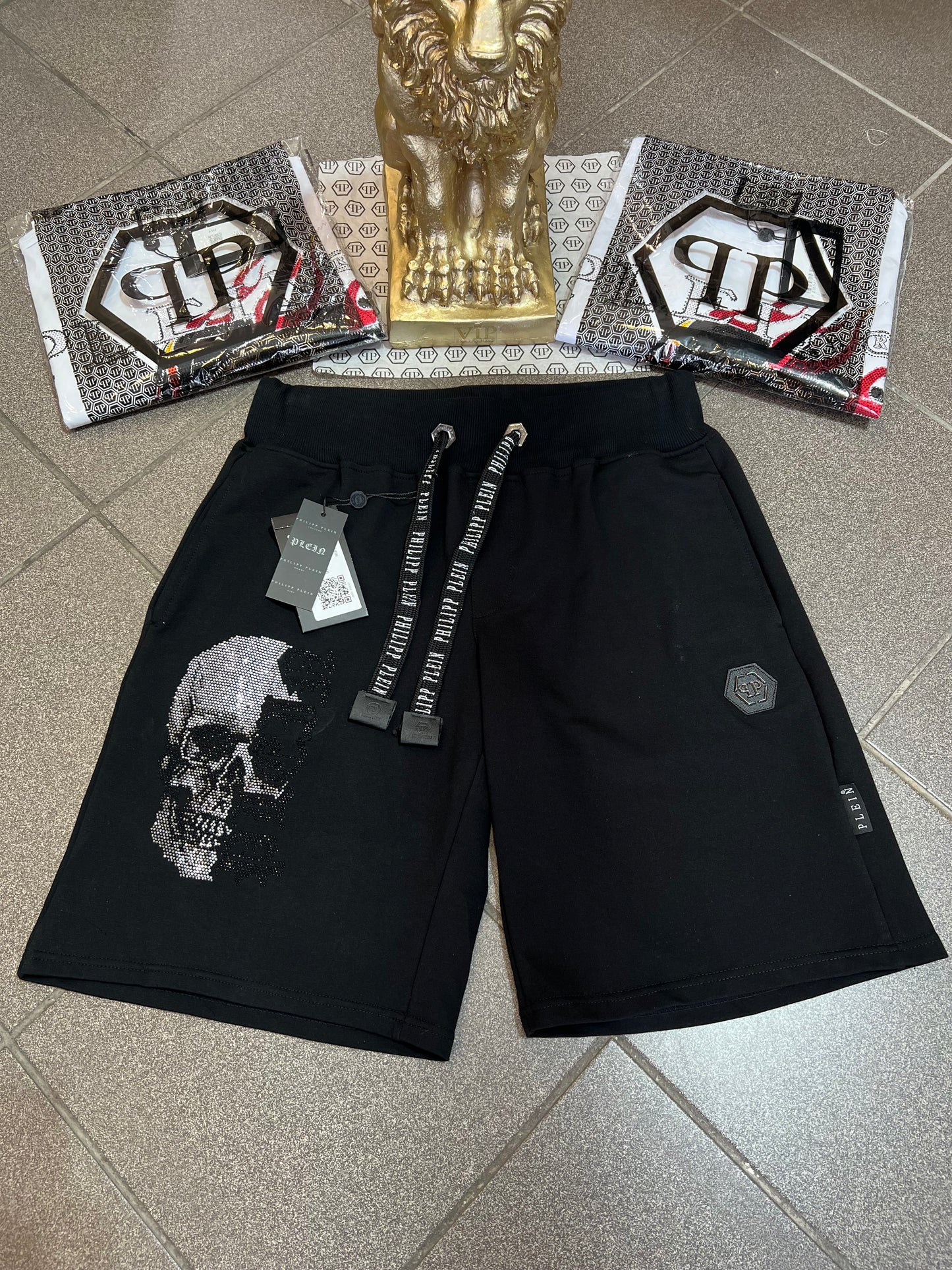 Shorts Μαύρο Philip Plein Rhinestone Skull