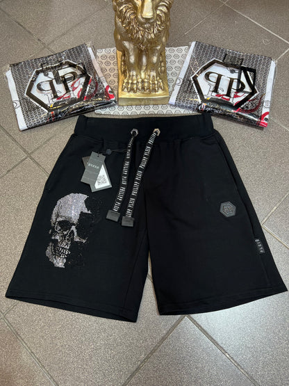 Shorts Μαύρο Philip Plein Rhinestone Skull