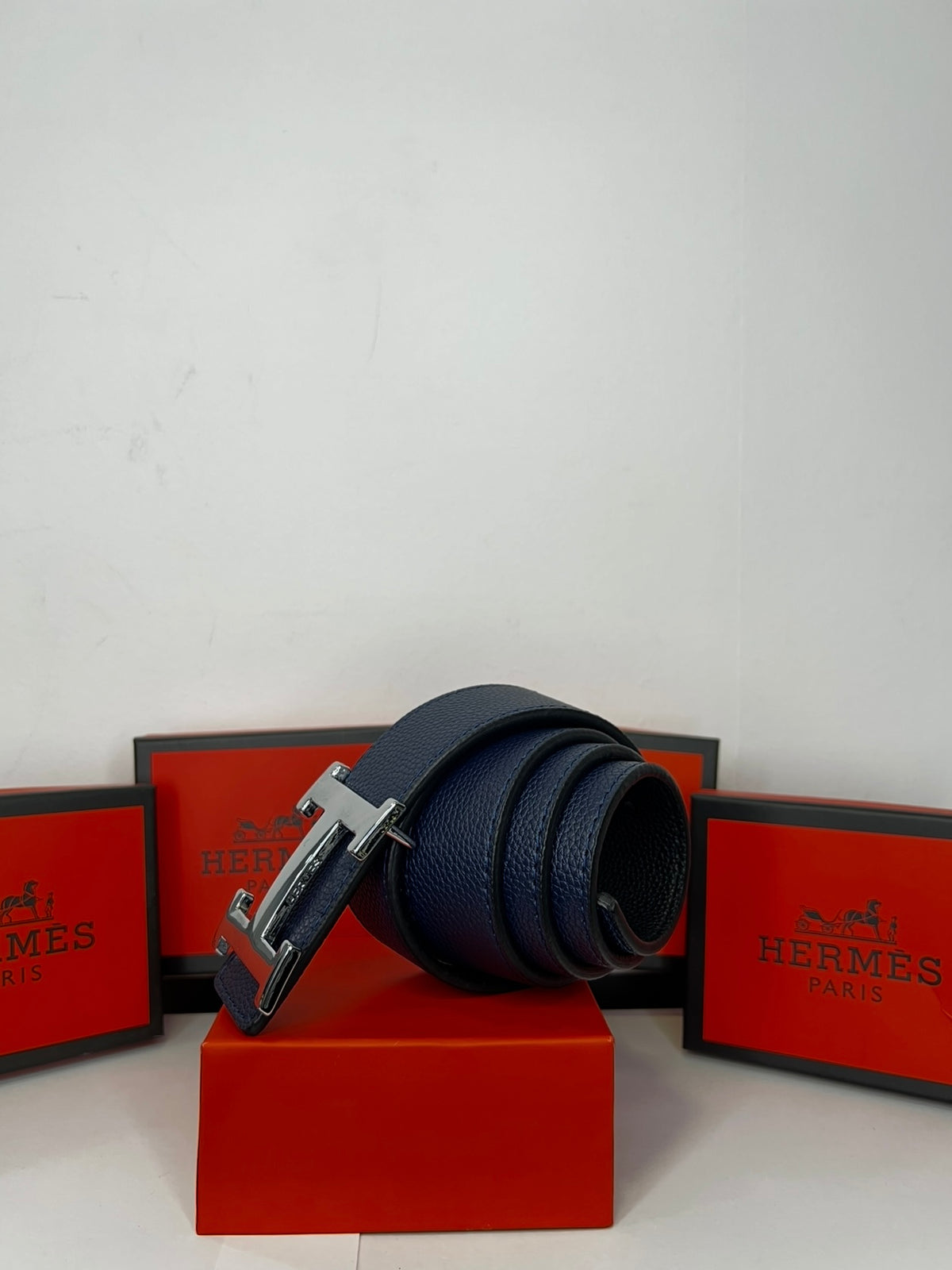 Δερμάτινη Ζώνη Hermes DoubleFace Navy/Black