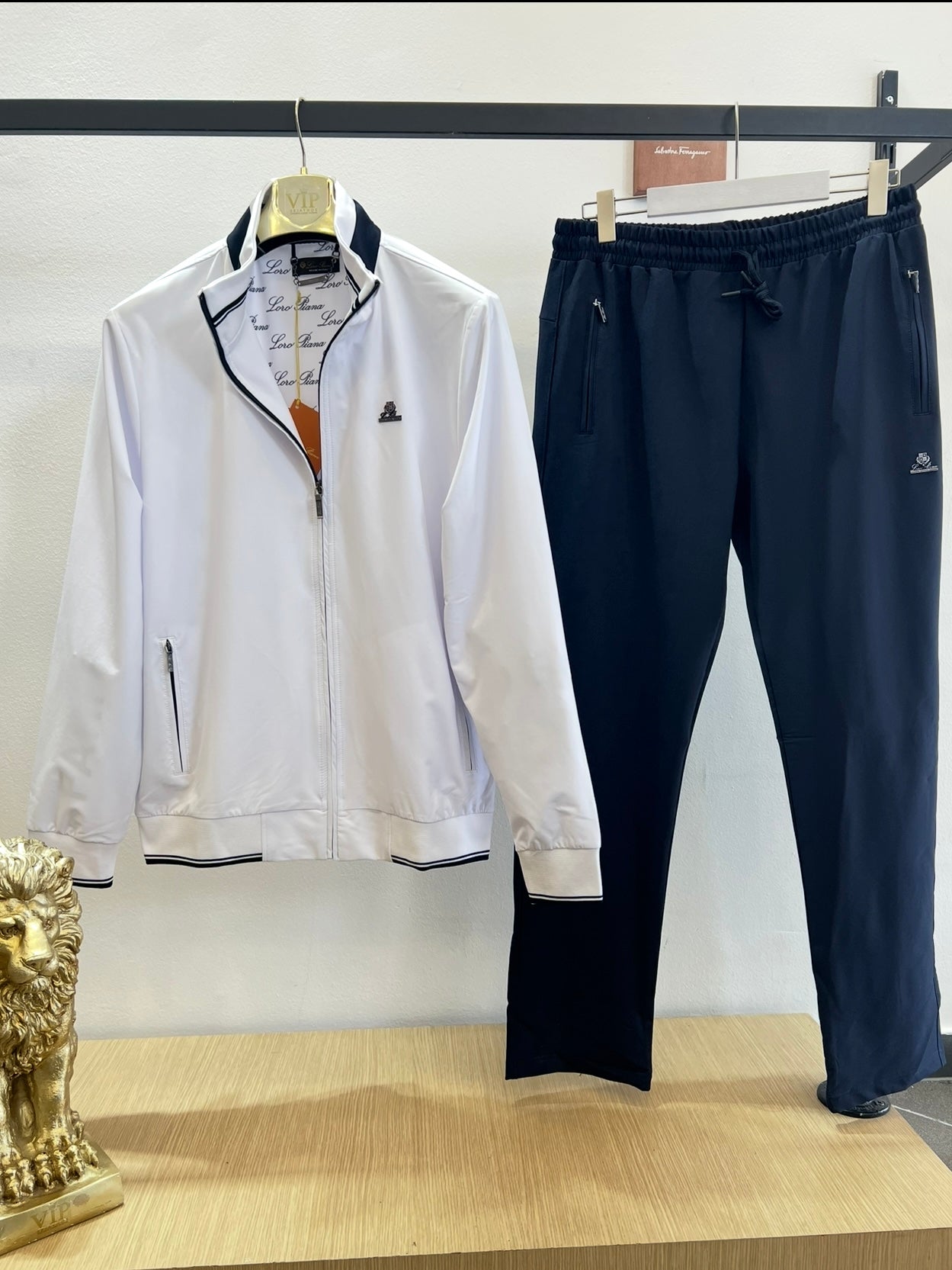 Σετ Loro Piana Tracksuit Λευκό/Μπλέ WindProof