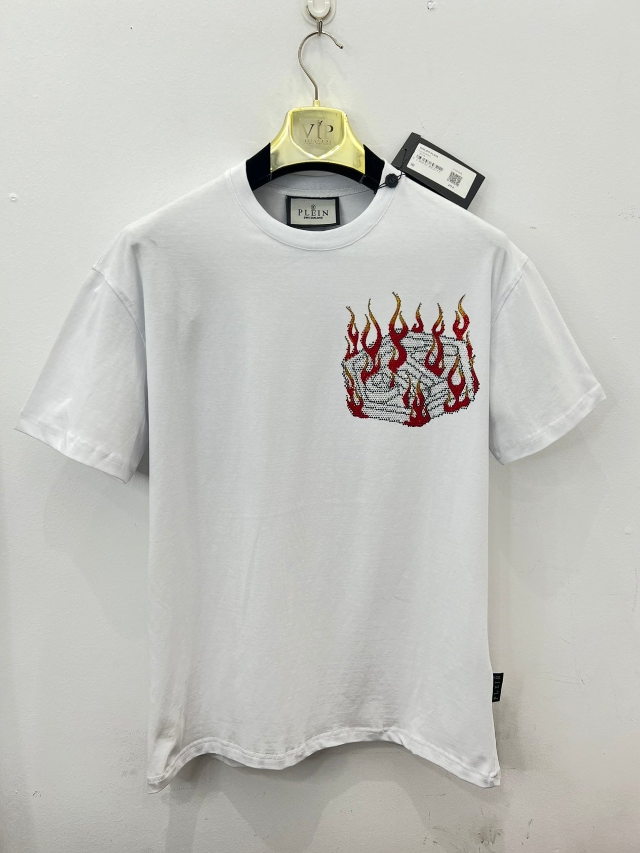 T-Shirt Rhinestone 3Α Philip Plein HexaGon Άσπρο