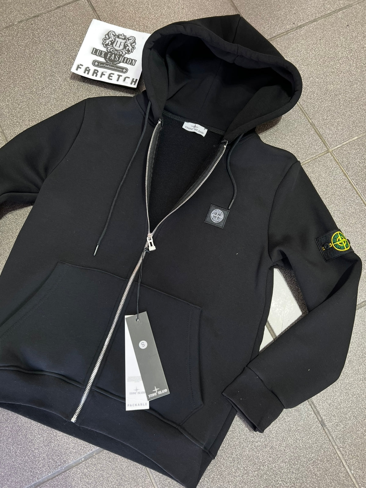 Ζακέτα Fleece Stone Island Hoodie Μαύρη