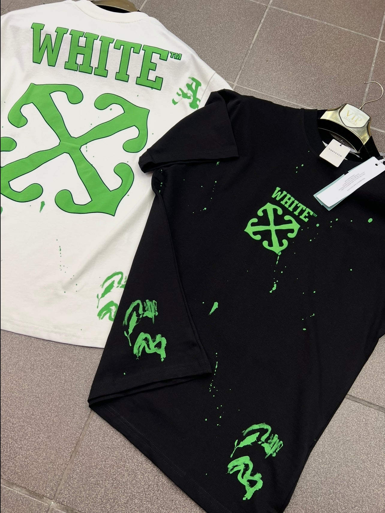 3A T-Shirt Oversized Plus Off-White Black /Green