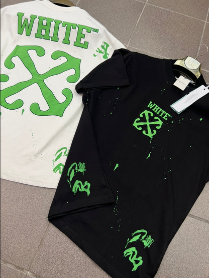 3A T-Shirt Oversized Plus Off-White Black /Green