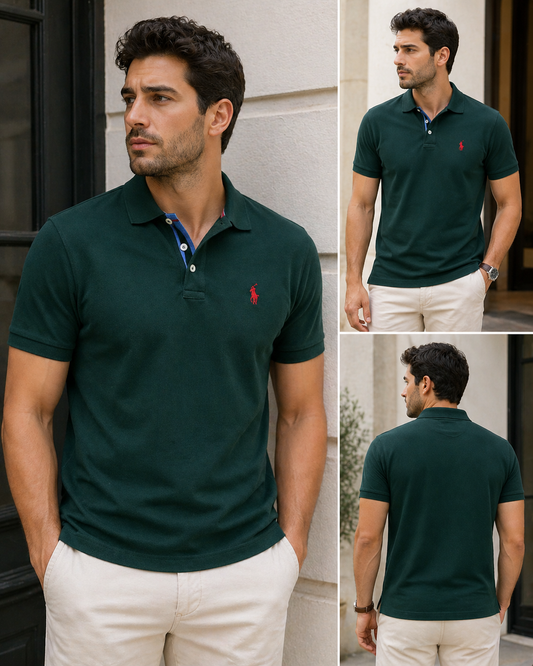 Ralph Lauren Dark Green Πράσινο Polo Pique Cotton