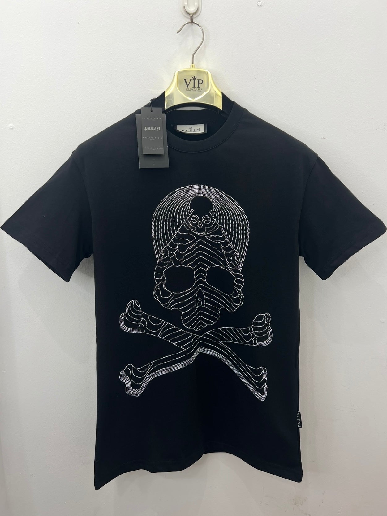 T-Shirt Rhinestone 3Α Philip Plein Skull Μαύρο