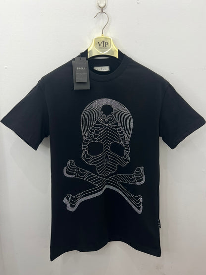 T-Shirt Rhinestone 3Α Philip Plein Skull Μαύρο