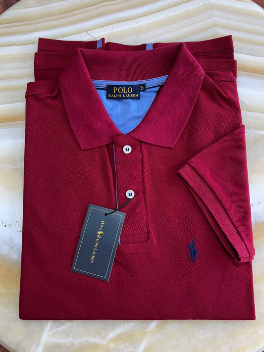 Ralph Lauren Μπορντό Dark Red Polo Pique Cotton
