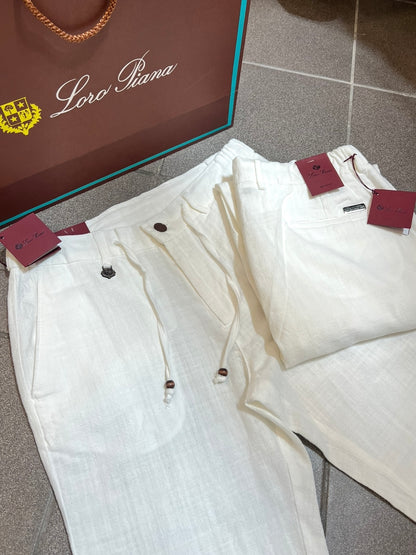 Παντελόνι Linen Loro Piana Λευκό