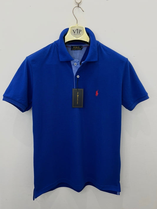 Ralph Lauren Blue Electric Μπλέ Polo Pique Cotton