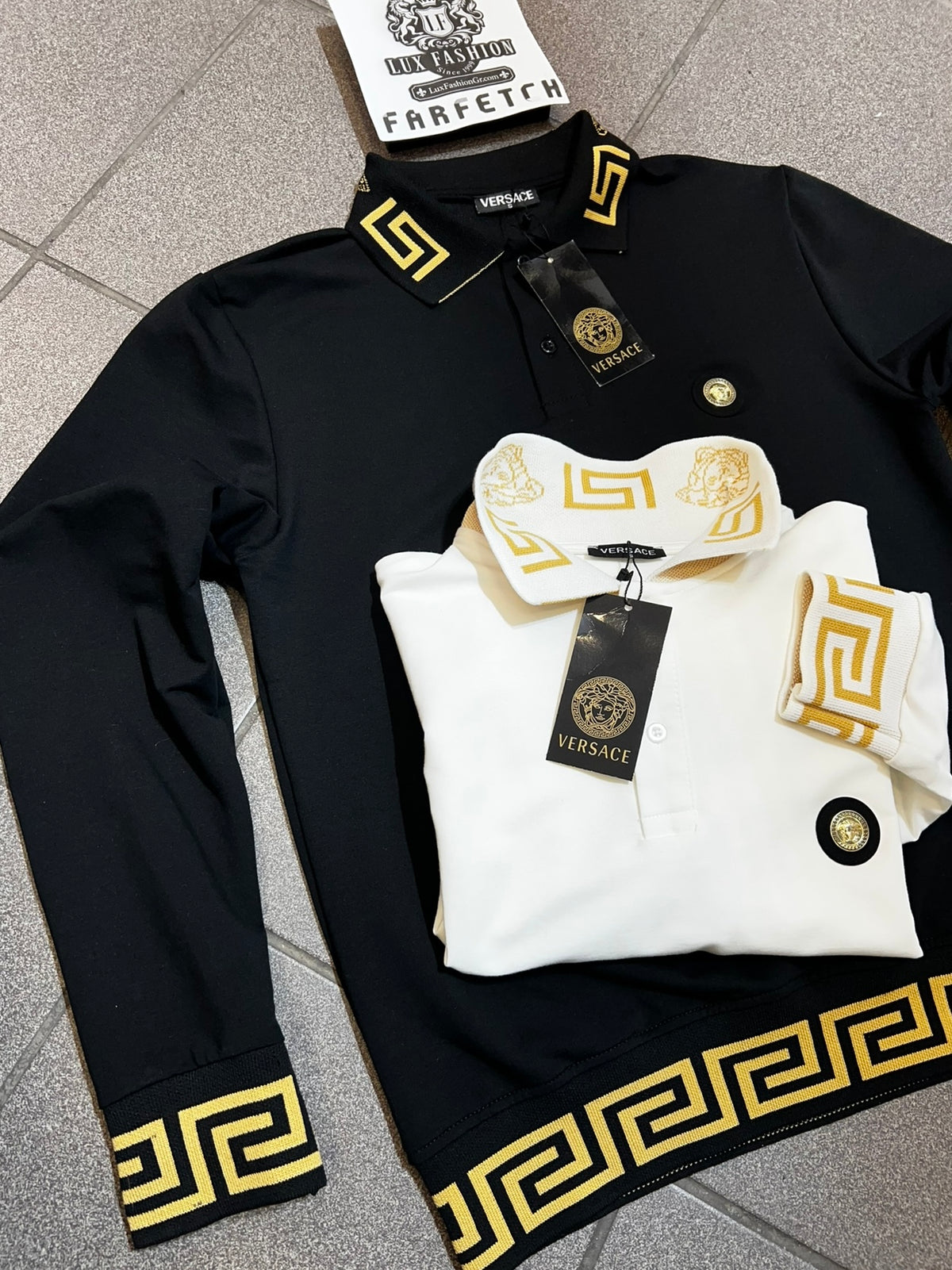 3A Polo Versace Longsleeve Λευκό