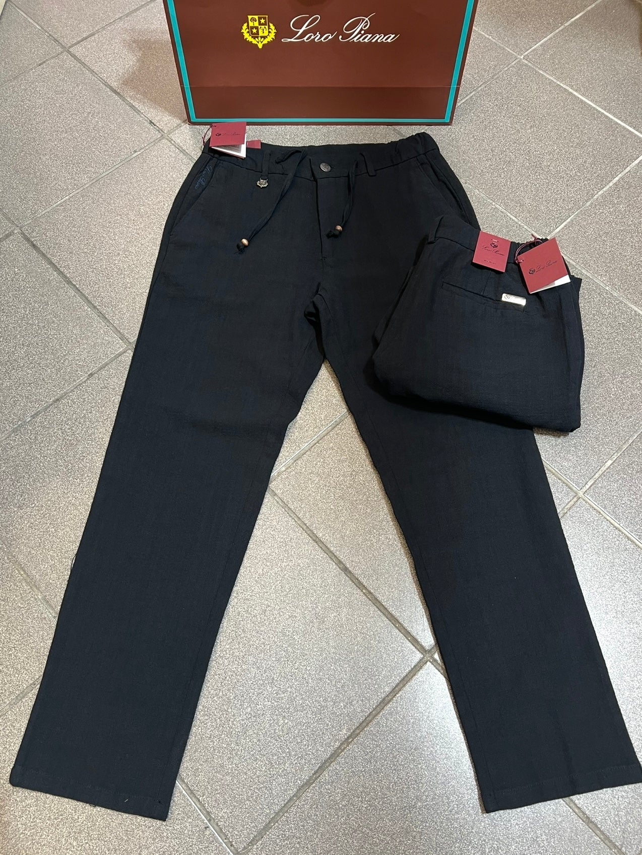 Παντελόνι Linen Loro Piana Μπλέ