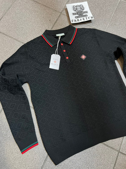 3A Polo Μπλούζα Casa Blanca Μαύρη Longsleeve