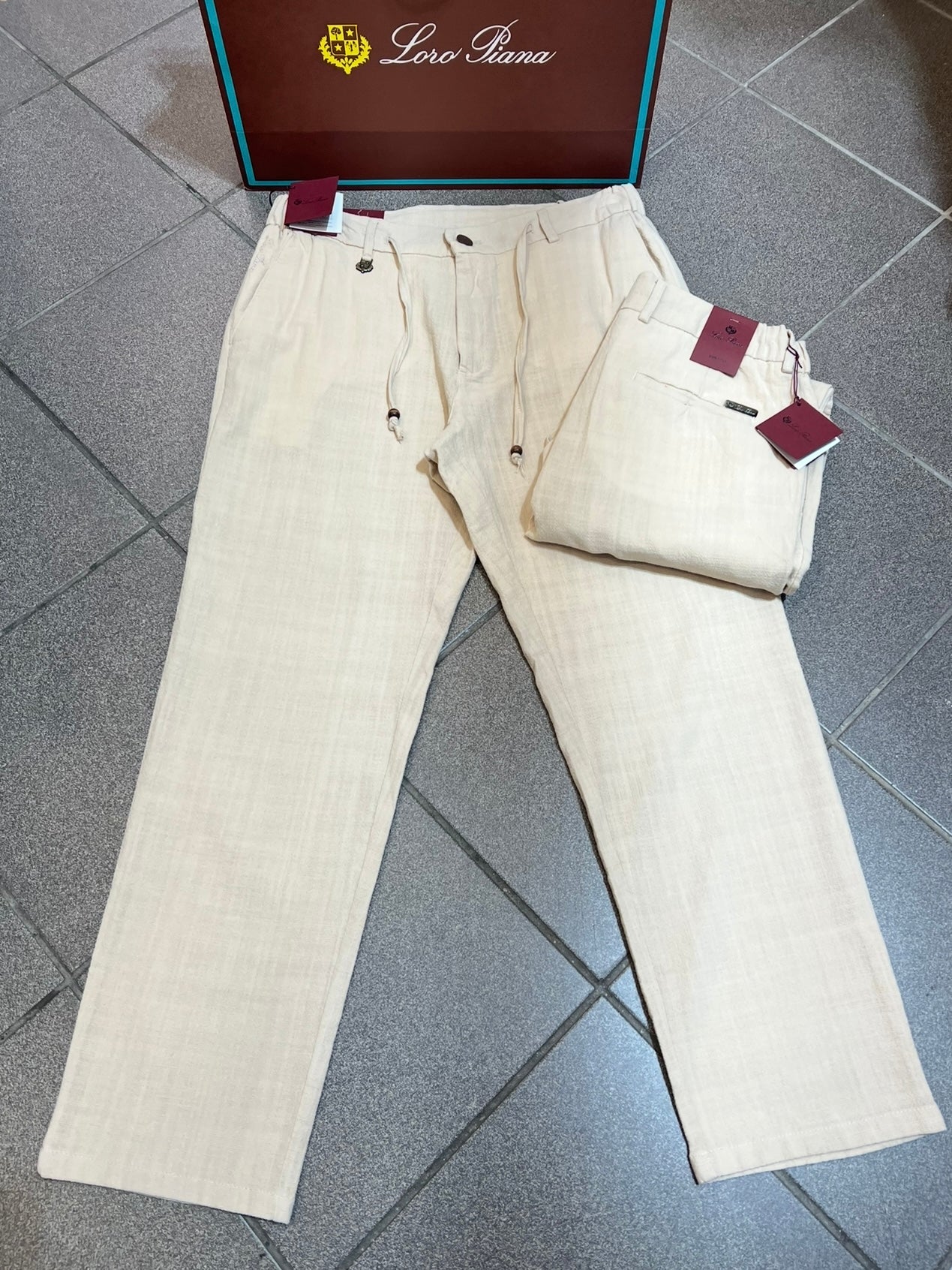 Παντελόνι Linen Loro Piana Μπέζ