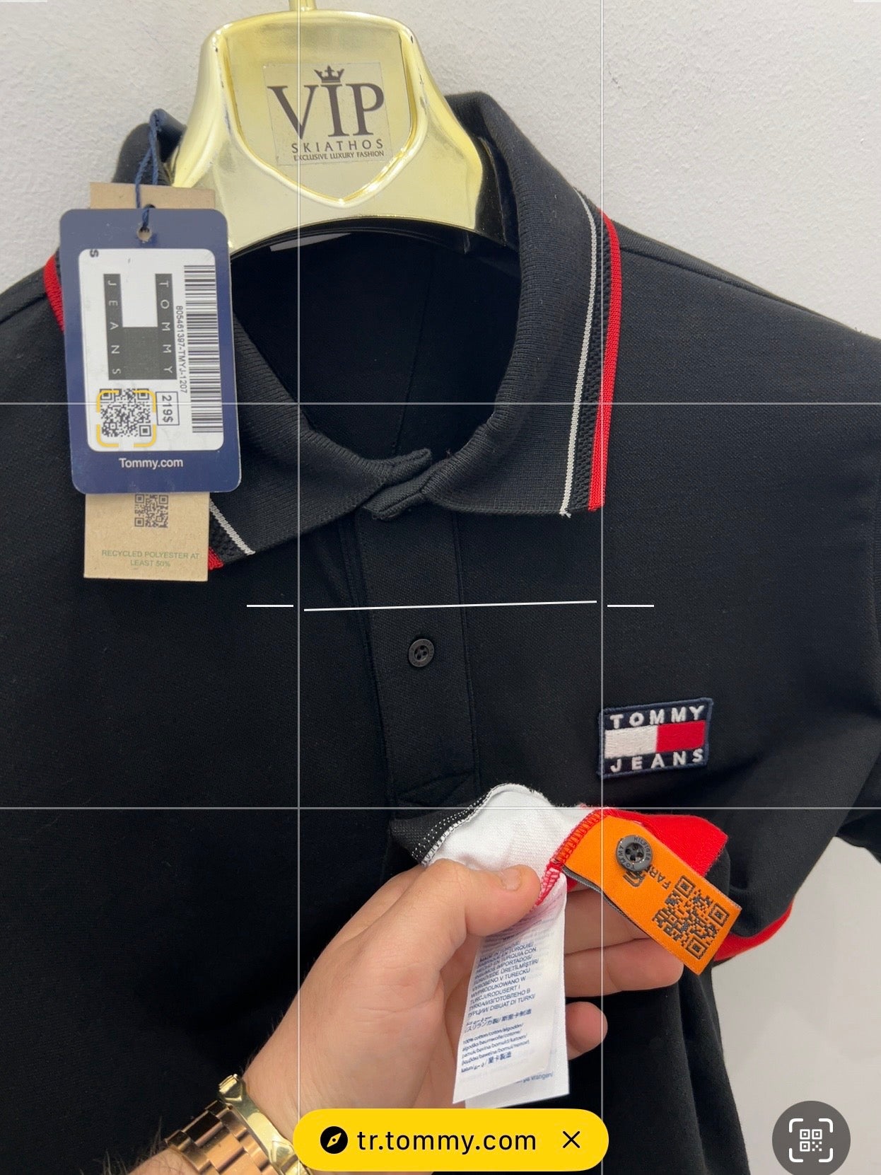 3A Polo Μαύρο Tommy Hilfiger Pique