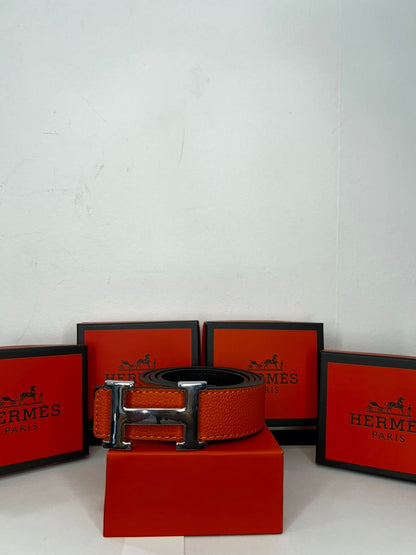 Δερμάτινη Ζώνη Hermes DoubleFace Orange/Black