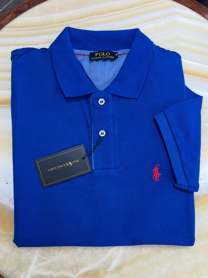 Ralph Lauren Blue Electric Μπλέ Polo Pique Cotton