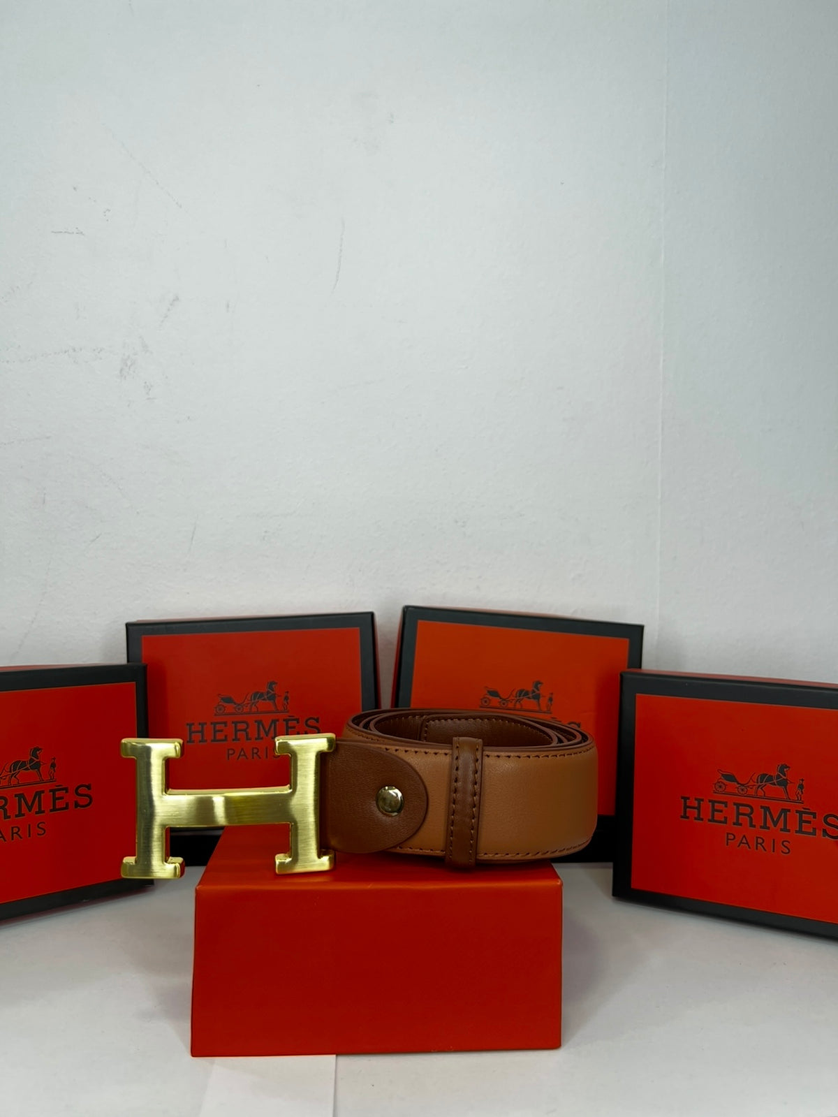 Δερμάτινη Ζώνη Hermes DoubleFace Brown/Gold
