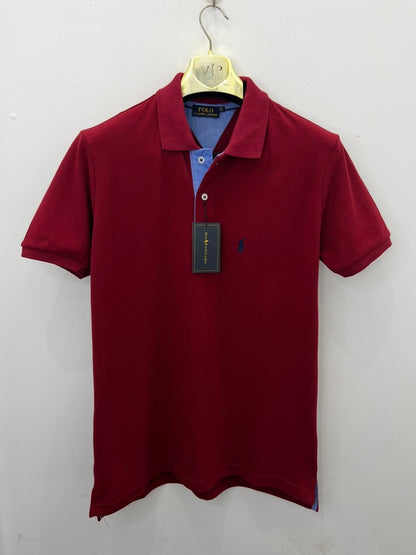 Ralph Lauren Μπορντό Dark Red Polo Pique Cotton