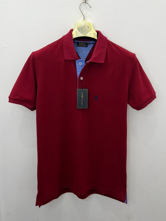 Ralph Lauren Μπορντό Dark Red Polo Pique Cotton
