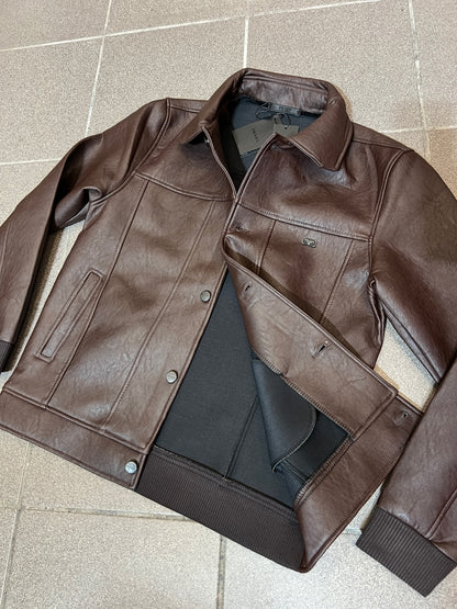 Leather Jacket Καφέ Prada