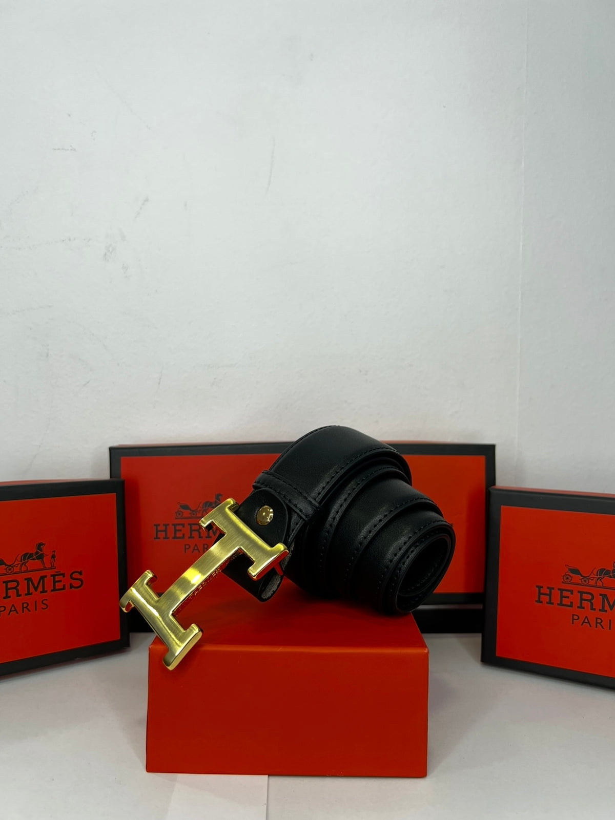 Δερμάτινη Ζώνη Hermes DoubleFace Black/Gold