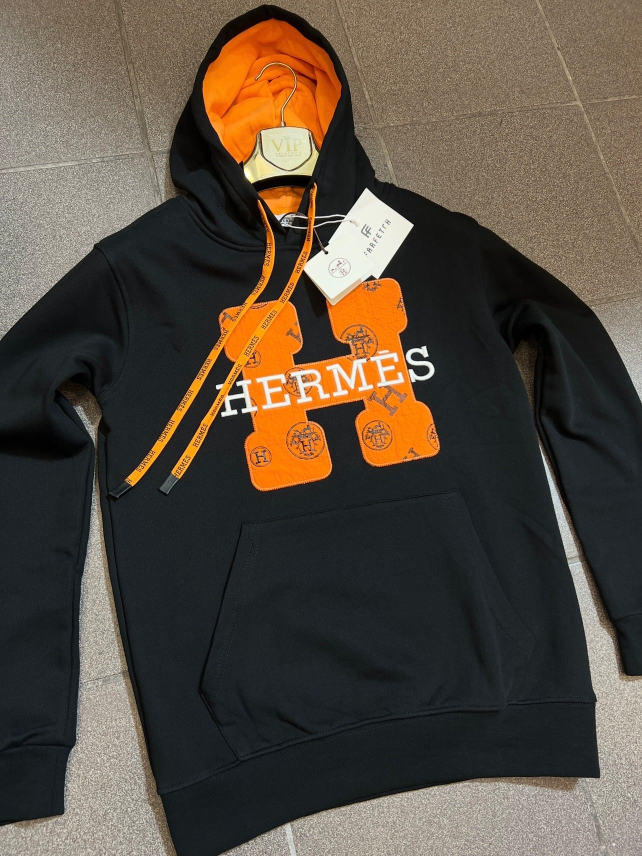 Hoodie Φούτερ Hermes Μαύρο