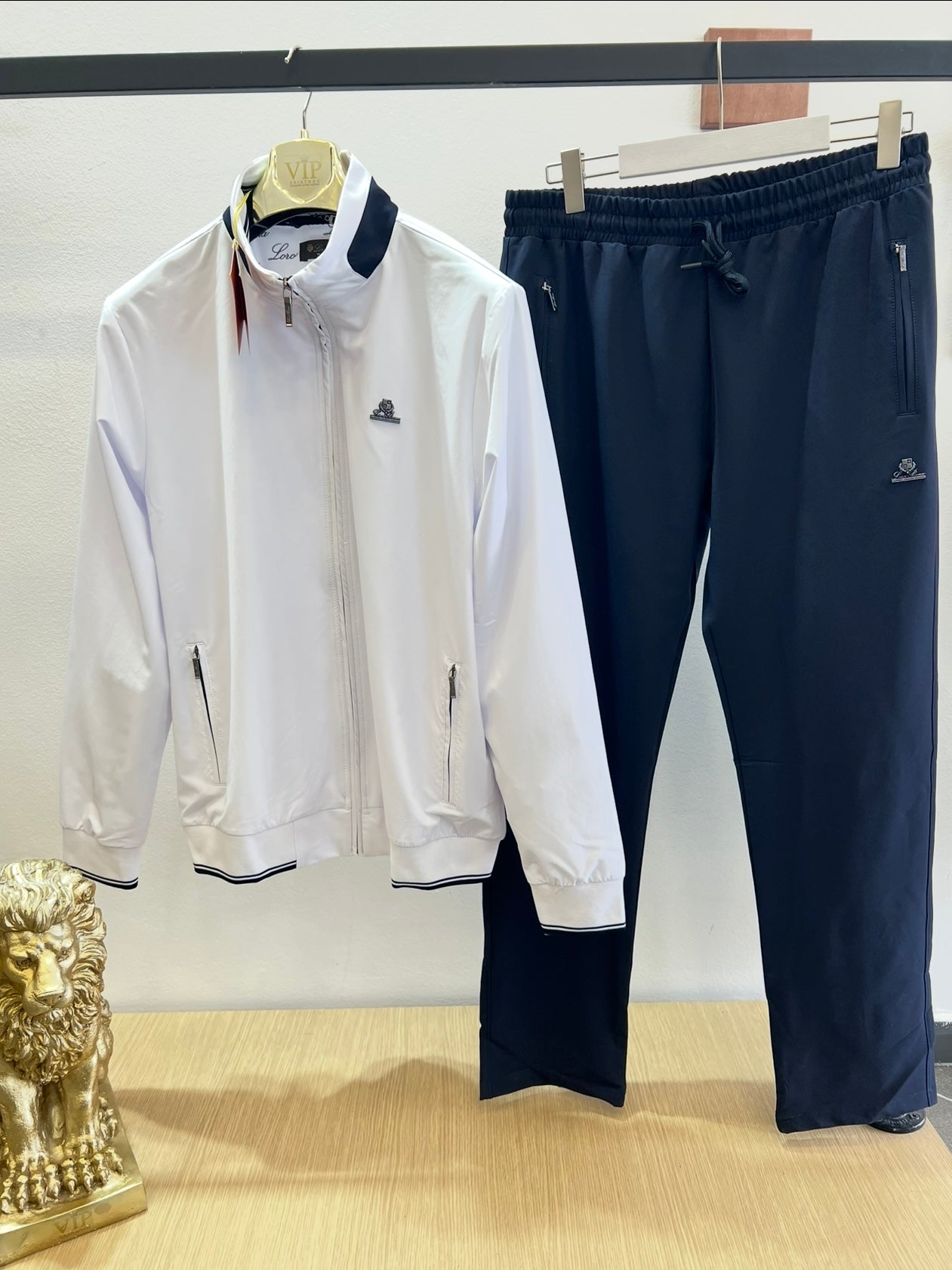 Σετ Loro Piana Tracksuit Λευκό/Μπλέ WindProof