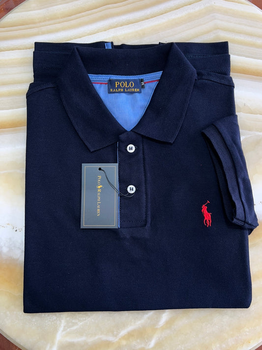 Ralph Lauren Navy Μπλέ Σκούρο Polo Pique Cotton