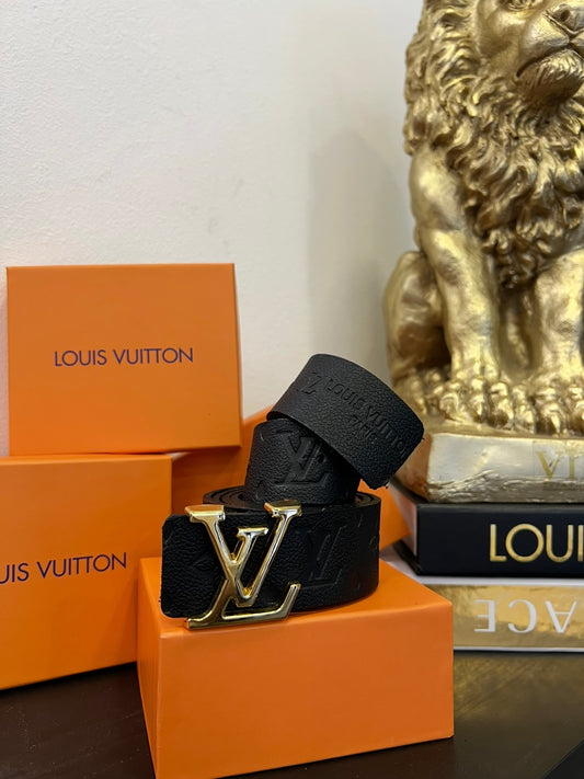 Ζώνη Δερμάτινη Louis V Black/Gold