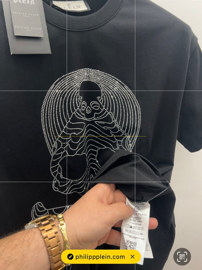 T-Shirt Rhinestone 3Α Philip Plein Skull Μαύρο